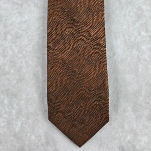 Alfani Orange Black Geometric 100% Silk Handmade Neck Tie NWOT